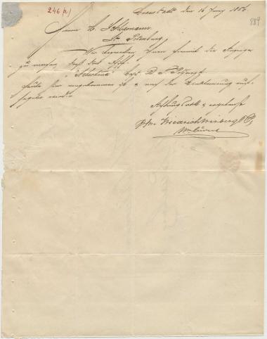 Letter sent by Winberg, Friedrich & Co. to Schliemann, Heinrich, 1856