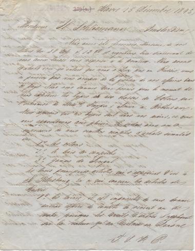 Letter sent by Schröder, Anth. & Co. to Schliemann, Heinrich, 1845