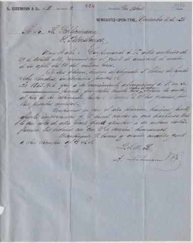 Letter sent by Leidemann, A. & Co. to Schliemann, Heinrich, 1856