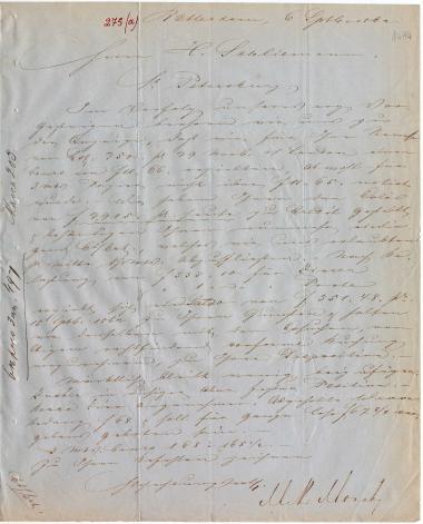 Letter sent by Monchy, R. de and Monchy, M. de to Schliemann, Heinrich, 1862