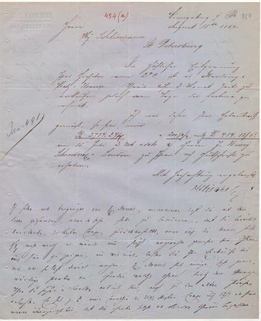 Letter sent by Fischel, H. S. to Schliemann, Heinrich, 1862