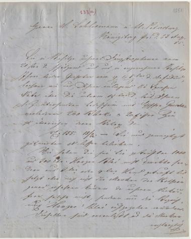Letter sent by Oehlmann, L. & Co. to Schliemann, Heinrich, 1855