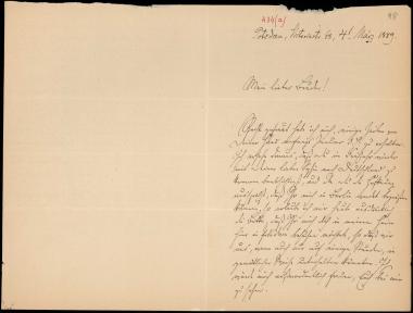 Letter sent by Kühse, Wilhelm to Schliemann, Heinrich, 1889