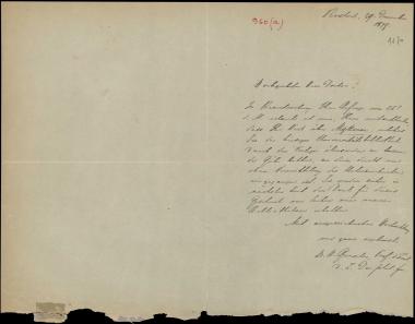 Letter sent by Grenacher, A. to Schliemann, Heinrich, 1877