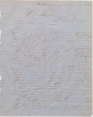 Letter sent by Schröder, Henry J. & Co. to Schliemann, Heinrich, 1860