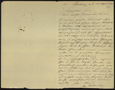 Letter sent by Ruthenberg, August to Schliemann, Heinrich, 1886