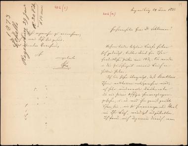Letter sent by Schels, August to Schliemann, Heinrich, 1873