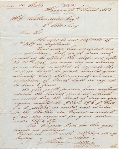 Letter sent by Fesser, F. & Co. to Schliemann, Heinrich, 1863