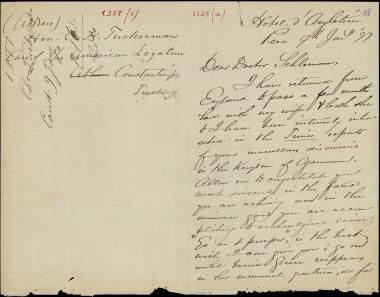 Letter sent by Tuckerman, Charles K. to Schliemann, Heinrich, 1877