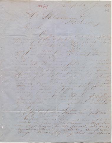 Letter sent by Schröder, Henry J. & Co. to Schliemann, Heinrich, 1860