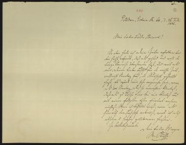 Letter sent by Kühse, Wilhelm to Schliemann, Heinrich, 1886