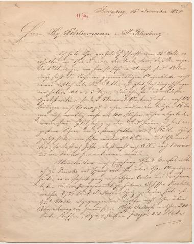 Letter sent by Adelson, Jacob to Schliemann, Heinrich, 1854