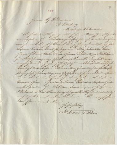 Letter sent by Troost, A. & Son to Schliemann, Heinrich, 1853