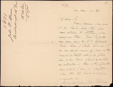 Letter sent by Brown, John P. to Schliemann, Heinrich, 1871