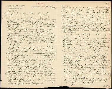 Letter sent by Rust, Wilhelm to Schliemann, Heinrich, 1887