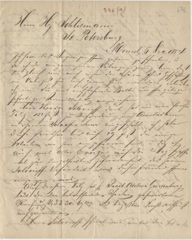Letter sent by Laaser, H. to Schliemann, Heinrich, 1854