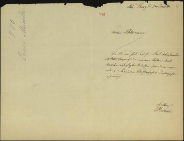 Letter sent by Meincke, E. to Schliemann, Heinrich, 1880