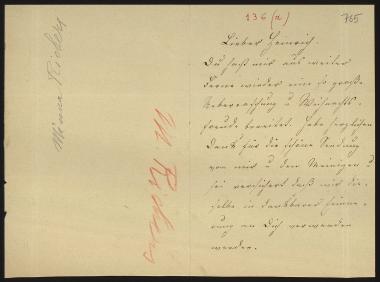 Letter sent by Richers, Minna Meincke to Schliemann, Heinrich, 1881