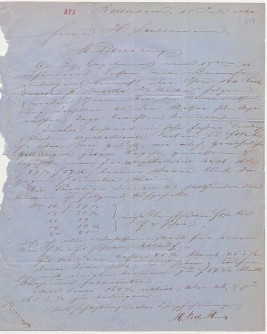 Letter sent by Monchy, M. de and Monchy, R. de to Schliemann, Heinrich, 1862