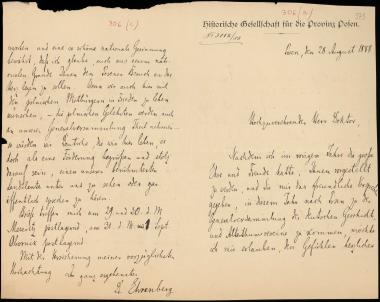 Letter sent by Ehrenberg, ? to Schliemann, Heinrich, 1888