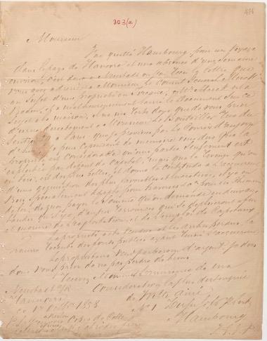 Letter sent by Witte, D. G. to Schliemann, Heinrich, 1858