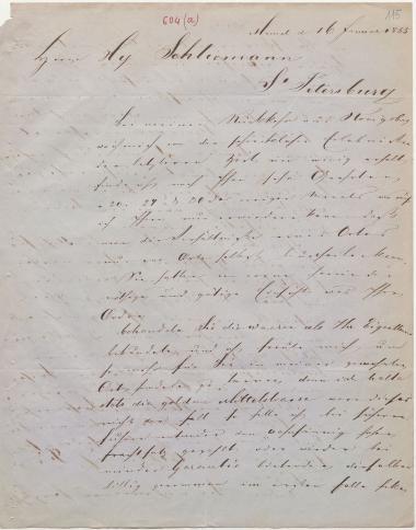 Letter sent by Laaser, H. to Schliemann, Heinrich, 1855