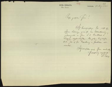 Letter sent by Leers, J. to Schliemann, Heinrich, 1885