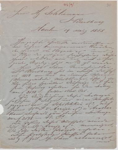 Letter sent by Kreelage, E. W. & Son to Schliemann, Heinrich, 1858