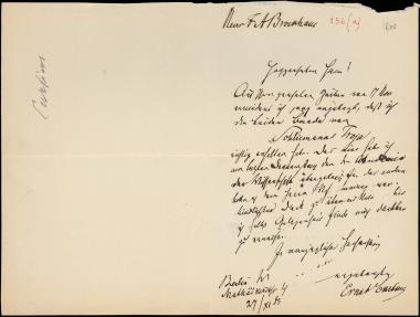 Letter sent by Curtius, Ernst W. to Schliemann, Heinrich, 1884