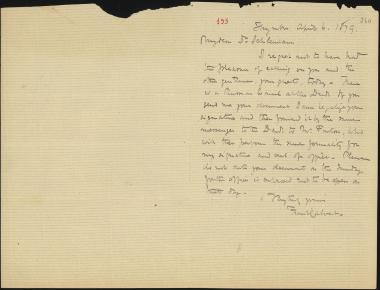 Letter sent by Calvert, Frank to Schliemann, Heinrich, 1879