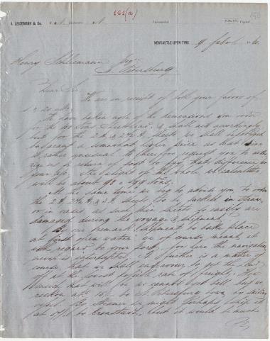 Letter sent by Leidemann, A. & Co. to Schliemann, Heinrich, 1860