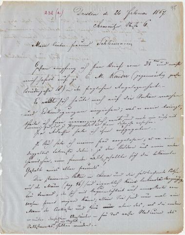 Letter sent by Heynahts, Peter Eduard to Schliemann, Heinrich, 1867
