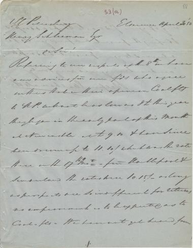 Letter sent by Belfour Ellah Rainals & Co. to Schliemann, Heinrich, 1850