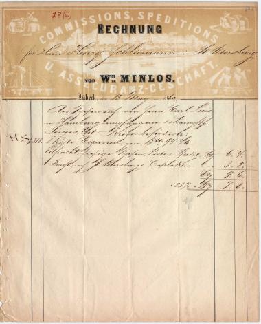 Letter sent by Minlos, Wilhelm to Schliemann, Heinrich, 1860