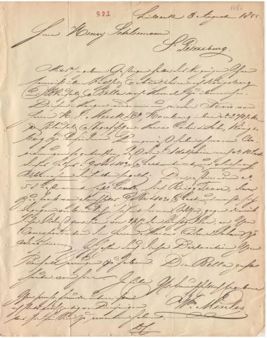 Letter sent by Minlos, L. to Schliemann, Heinrich, 1855