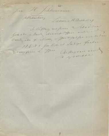 Letter sent by Witte, D. G. to Schliemann, Heinrich, 1847