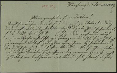 Letter sent by Tröltsch, Auguste to Schliemann, Heinrich, 1879