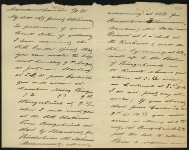 Letter sent by Wirths, Edward to Schliemann, Heinrich, 1885