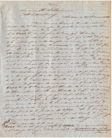 Letter sent by Baller, Ferd. & Co. to Schliemann, Heinrich, 1856