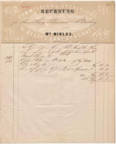 Letter sent by Minlos, Wilhelm to Schliemann, Heinrich, 1856