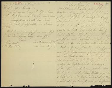 Letter sent by Richers, Minna Meincke to Schliemann, Heinrich, 1886