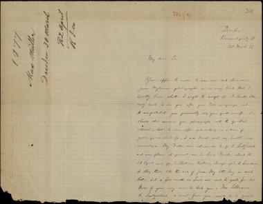 Letter sent by Müller, Max F. to Schliemann, Heinrich, 1877
