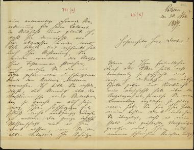 Letter sent by Saxe-Meiningen, Bernhard to Schliemann, Heinrich, 1879