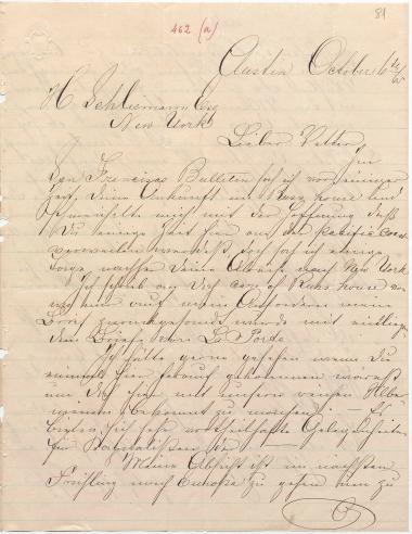 Letter sent by Schliemann, A. to Schliemann, Heinrich, 1865