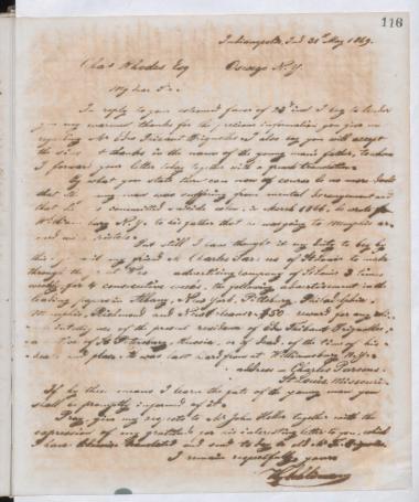 Copy of letter by Schliemann, Heinrich to Rhodes, Ch. 1869