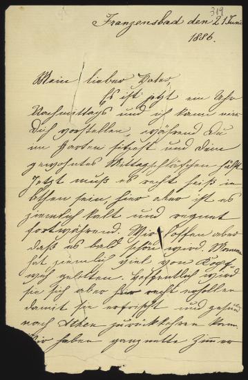 Letter sent by Σλήμαν, Ανδρομάχη to Schliemann, Heinrich, 1886
