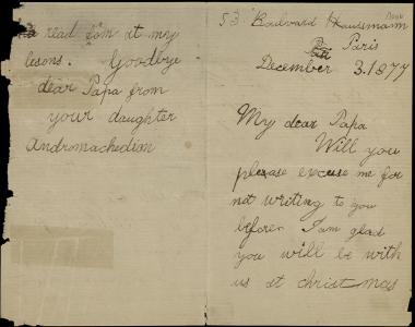 Letter sent by Schliemann, A. to Schliemann, Heinrich, 1877