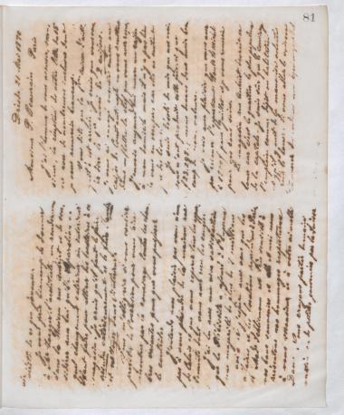 Copy of letter by Schliemann, Heinrich to Beaurain, Polynice, 1870