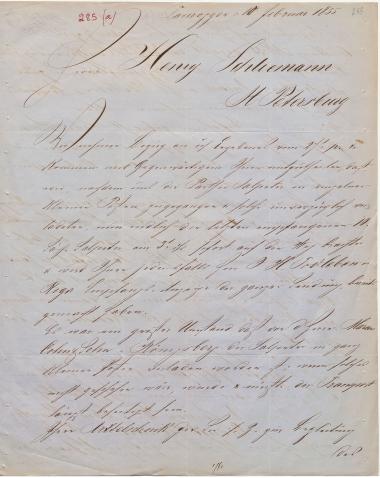 Letter sent by Segall, A. C. & Sons to Schliemann, Heinrich, 1855