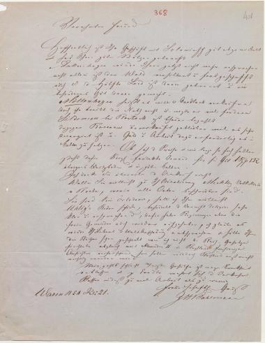 Letter sent by Bahlmann, J. H. to Schliemann, Heinrich, 1858